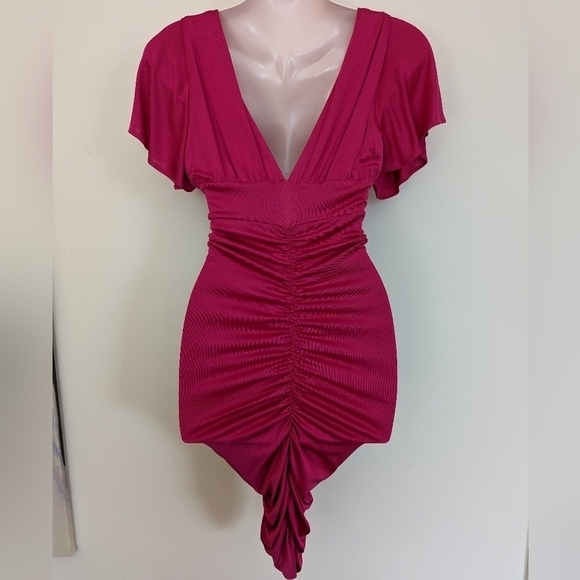 MARCIANO hot pink ruched dress xs - Picture 7 of 9